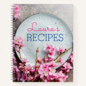 Personalized Floral Recipe Notebook – Custom Name  ノートブック (正面)