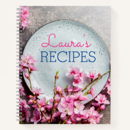 Personalized Floral Recipe Notebook – Custom Name  ノートブック