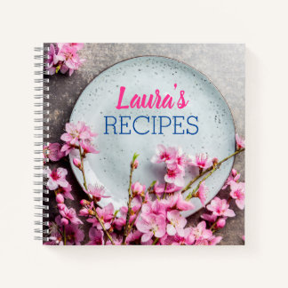Personalized Floral Recipe Notebook – Custom Name  ノートブック