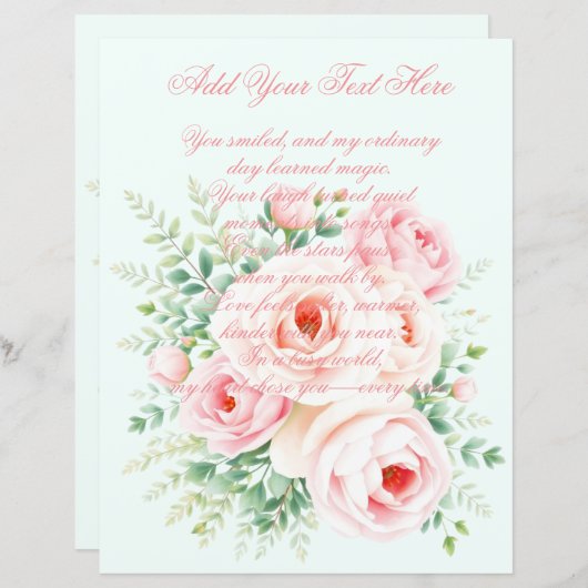 Personalized Floral Scrapbook Paper (正面/裏面)