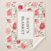 Personalized Floral Sherpa Dog Blanket シェルパブランケット (正面)