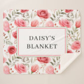 Personalized Floral Sherpa Dog Blanket シェルパブランケット (正面(横))