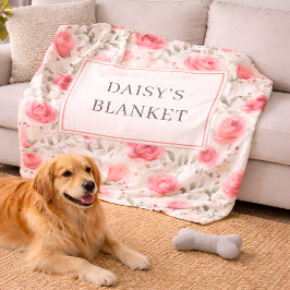 Personalized Floral Sherpa Dog Blanket シェルパブランケット