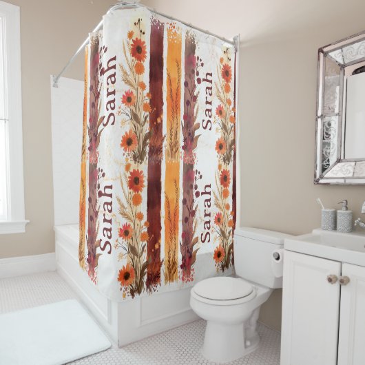Personalized Floral Shower Curtain with Name シャワーカーテン (インサイチュ)