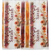 Personalized Floral Shower Curtain with Name シャワーカーテン (正面)