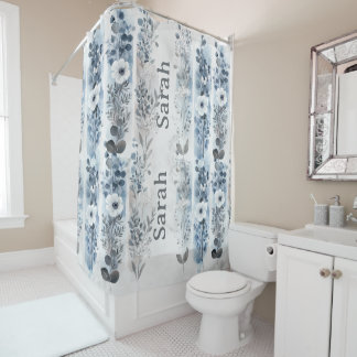 Personalized Floral Shower Curtain with Name シャワーカーテン