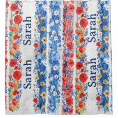 Personalized Floral Shower Curtain with Name シャワーカーテン (正面)