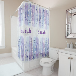 Personalized Floral Shower Curtain with Name シャワーカーテン