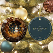 Personalized Floral Snowman Christmas セラミックオーナメント