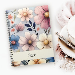 Personalized Floral Spiral Notebook ノートブック