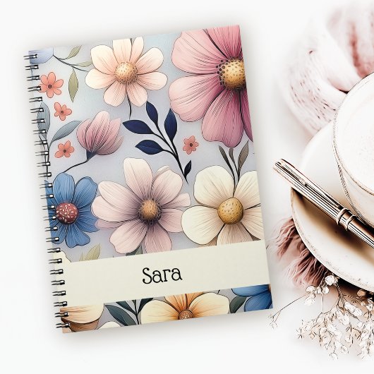Personalized Floral Spiral Notebook ノートブック