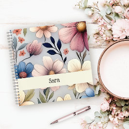 Personalized Floral Square College Ruled Notebook ノートブック