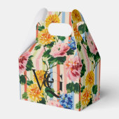 Personalized Floral Stripe Wedding フェイバーボックス (正面サイド)