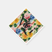 Personalized Floral Stripe Wedding Monogram スタンダードカクテルナプキン (角)