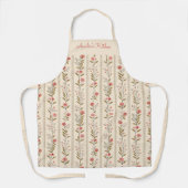 Personalized Floral Stripes Beige Pink Brown エプロン (正面)