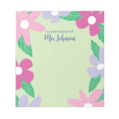 Personalized Floral Teacher ノートパッド (正面)