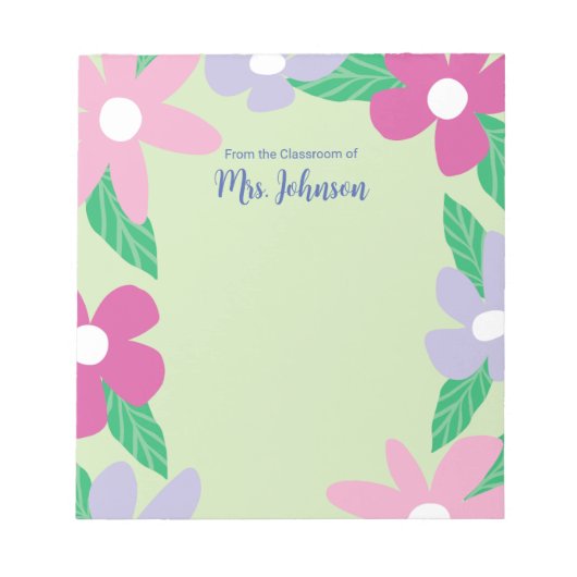 Personalized Floral Teacher ノートパッド (正面)