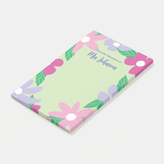 Personalized Floral Teacher ポストイット (アングル)