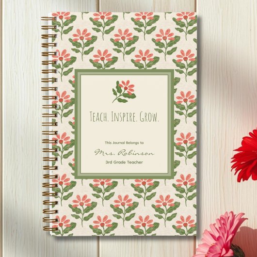 Personalized Floral Teacher Appreciation Journal  ノートブック