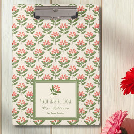 Personalized Floral Teacher Clipboard クリップボード