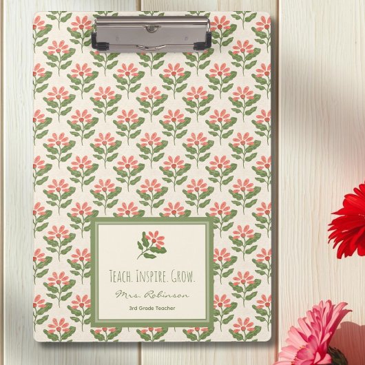 Personalized Floral Teacher Clipboard クリップボード