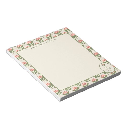 Personalized Floral Teacher Notepad • Custom Name  ノートパッド (アングル)