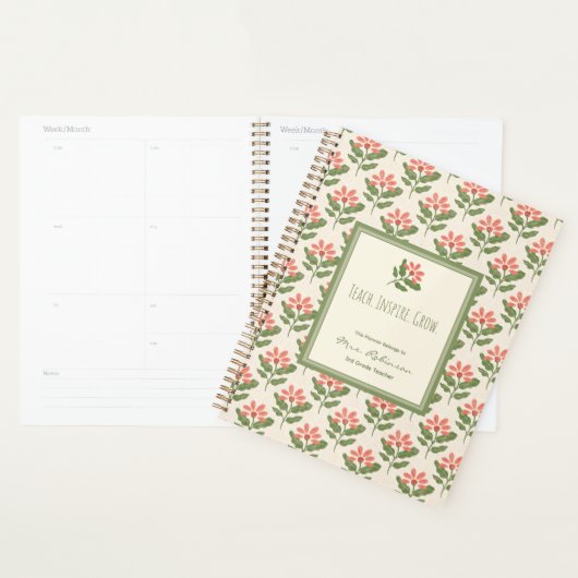 Personalized Floral Teacher Planner プランナー手帳 (ディスプレー)
