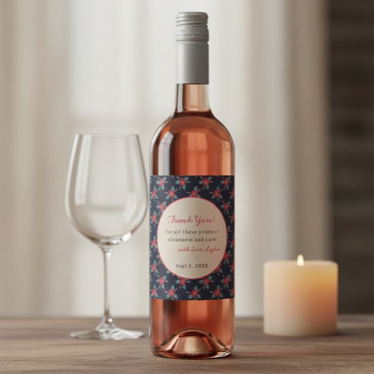 Personalized Floral Thank You Wine Label  ワインラベル