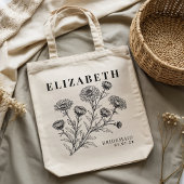 Personalized Floral Tote Bag for Bridesmaid Gift トートバッグ