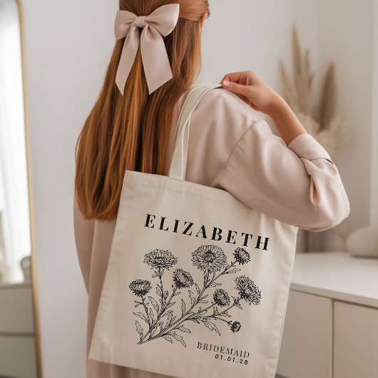 Personalized Floral Tote Bag for Bridesmaid Gift トートバッグ