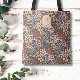 Personalized Floral Tote Bag – Initial & Name トートバッグ