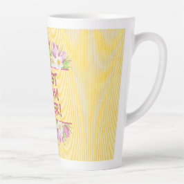Personalized Floral Tulip and Daffodil カフェラテマグ