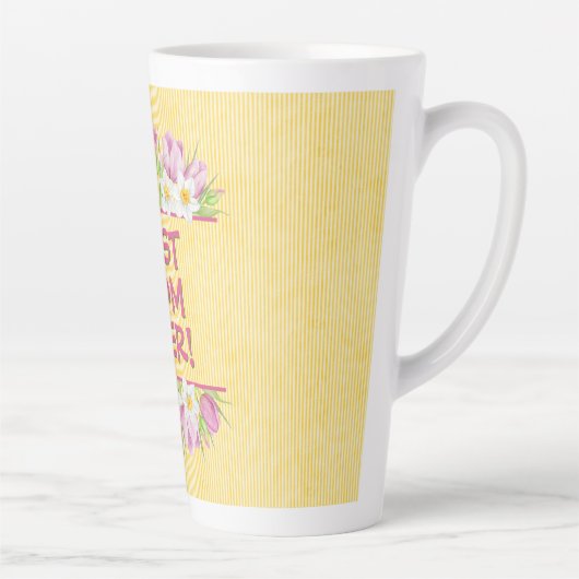 Personalized Floral Tulip and Daffodil カフェラテマグ (右)
