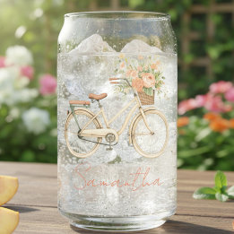 Personalized Floral Vintage Bike ガラス缶