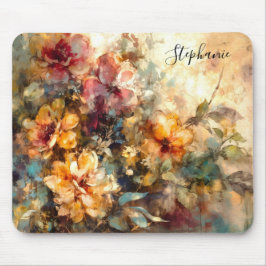 Personalized Floral Watercolor Desk マウスパッド