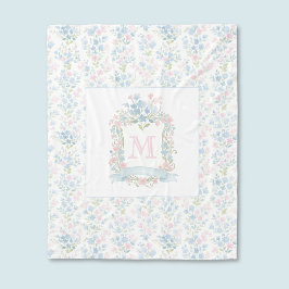 Personalized Floral Watercolor Fleece Blanket フリースブランケット