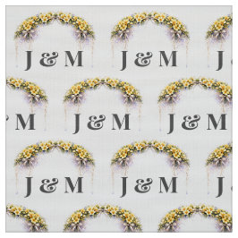 Personalized Floral Wedding Fabric with Monogram ファブリック