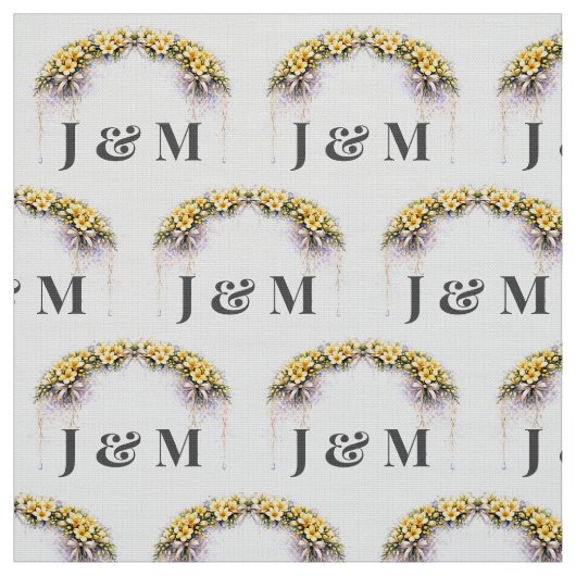 Personalized Floral Wedding Fabric with Monogram ファブリック (見本)