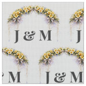 Personalized Floral Wedding Fabric with Monogram ファブリック (クローズアップ)