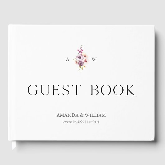 Personalized Floral Wedding Guest Book ゲストブック (正面)
