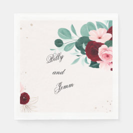 Personalized Floral Wedding Napkins スタンダードランチョンナプキン