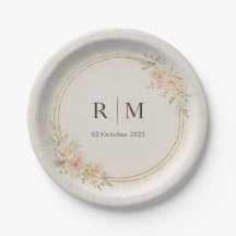 Personalized Floral Wedding Paper Plates