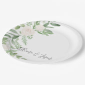 Personalized Floral Wedding Shower Plate ペーパープレート (アングル)