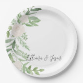 Personalized Floral Wedding Shower Plate ペーパープレート (正面)