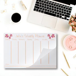 Personalized Floral Weekly Planner Pad ペーパーパッド