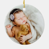 Personalized Floral Wildflower Baptism Photo セラミックオーナメント (裏面)