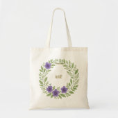 Personalized Floral Wreath Tote Bag – Custom Name トートバッグ (正面)