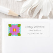 Personalized Flower Quilt Block Return Address ラベル (インサイチュ)