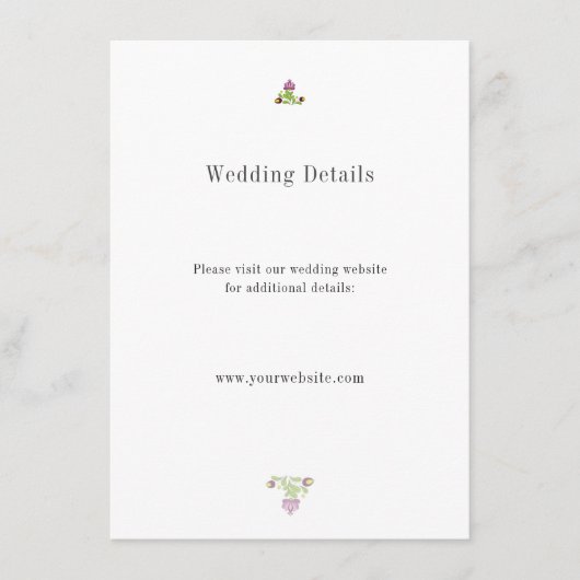 Personalized Folk Floral Wedding Details エンクロージャーカード (正面)