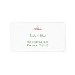 Personalized Folk Floral Wedding Greenery Design ラベル